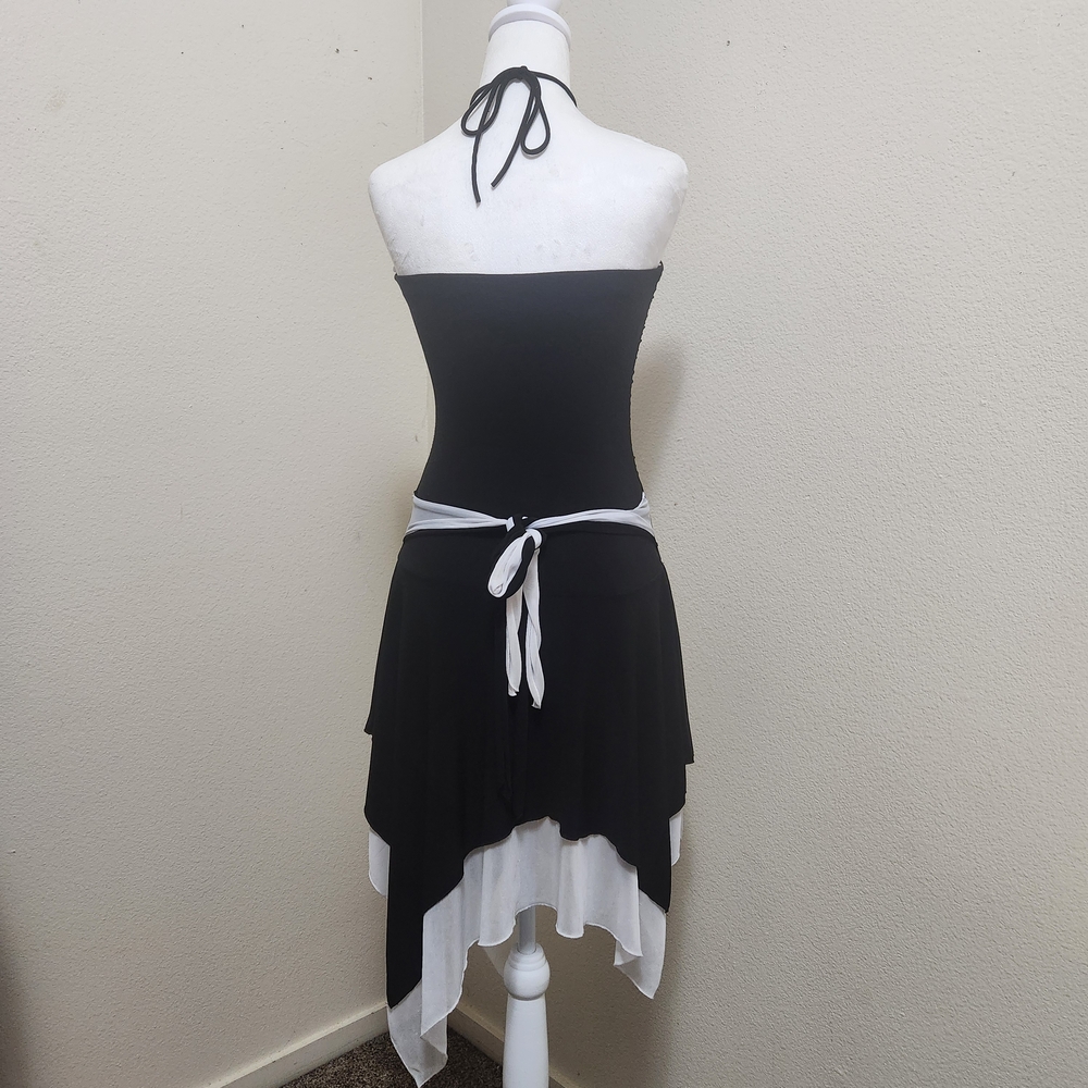 Vtg 90s Y2K Capricho Fairy Dress M Black Halter Asym Hem Party Whimsigoth Witchy - Picture 4 of 16